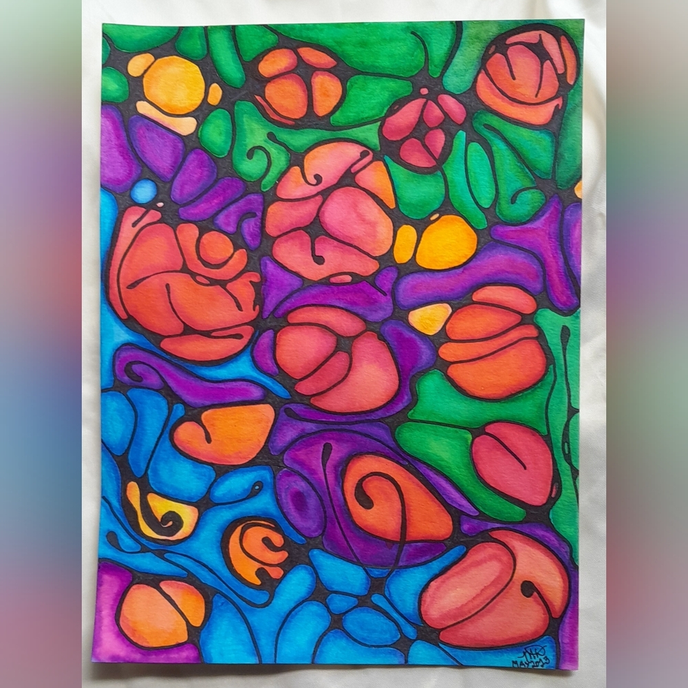 New, Handmade Mixed Media Abstract Art 9 x 12"